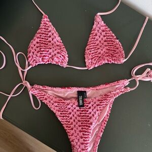 Triangl Pink Crochet Bikini Set
